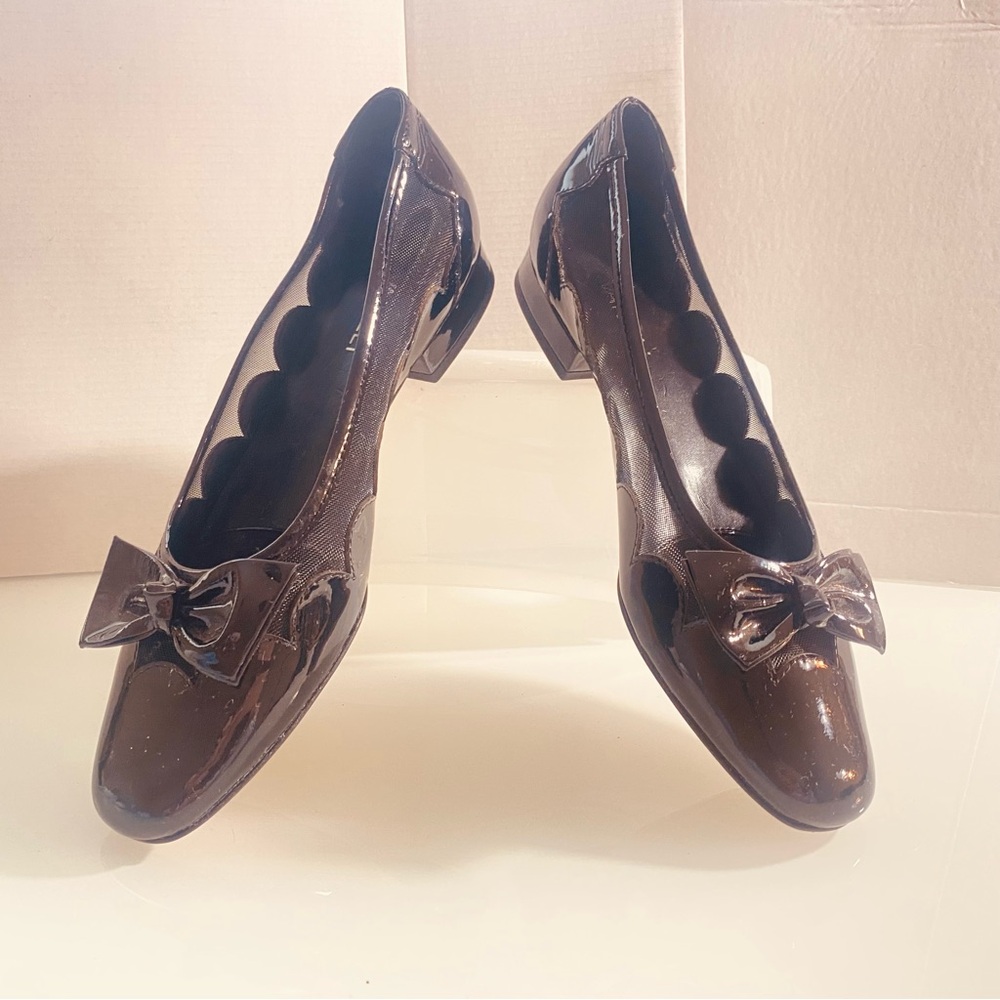 Vaneli Black Flats Decorative Bow Mesh Casual/Business Designer Comfy Size 8 N